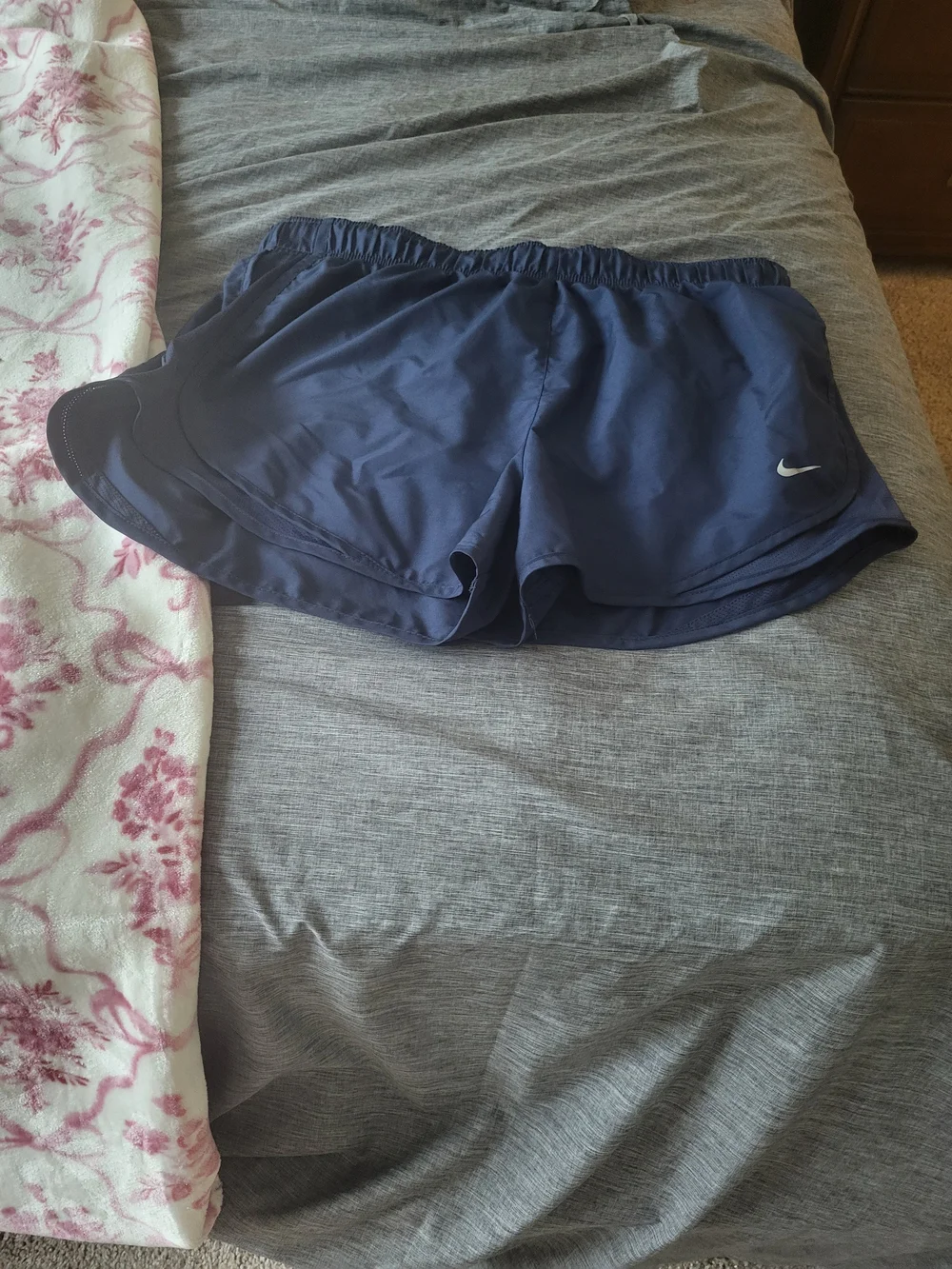 Nike Women's Navy Blue Athletic Shorts with Swoosh